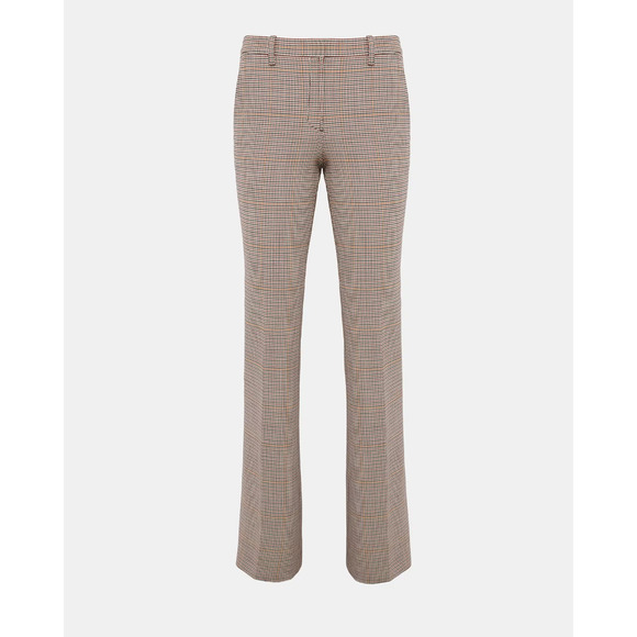 Theory Stretch Wool Flare Pants Size 6 Long Tan Demitria 2 Window Check Portland - Picture 1 of 9